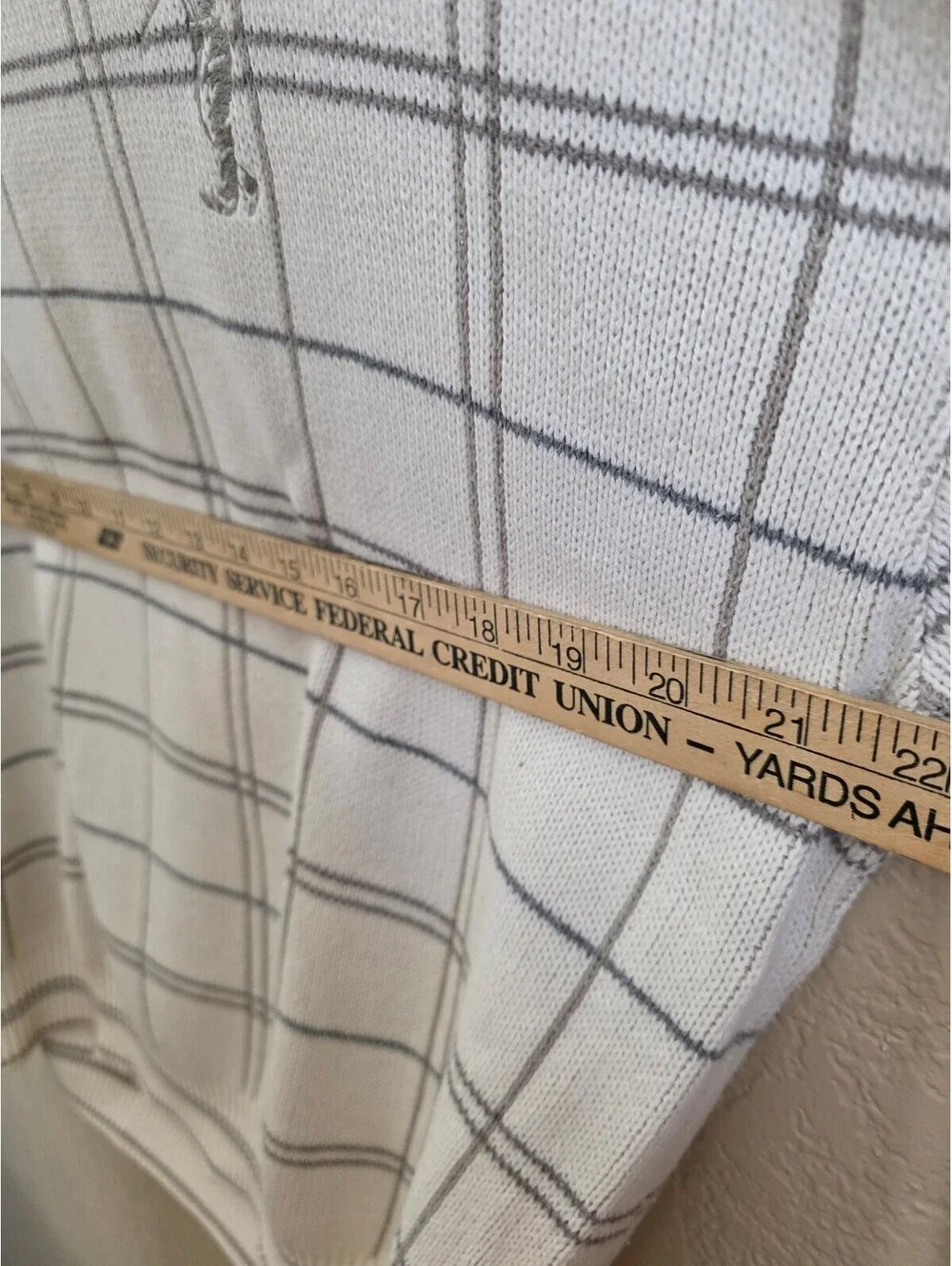 Vintage 90s Cypress Links Grid Plaid Golf Sweater Cream Crewneck Size Medium